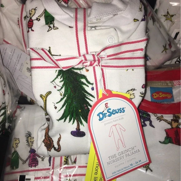 NEW Pottery Barn Holiday The Grinch Organic Cotton Knit Pajamas! FREE Gift wrap - Picture 4 of 10